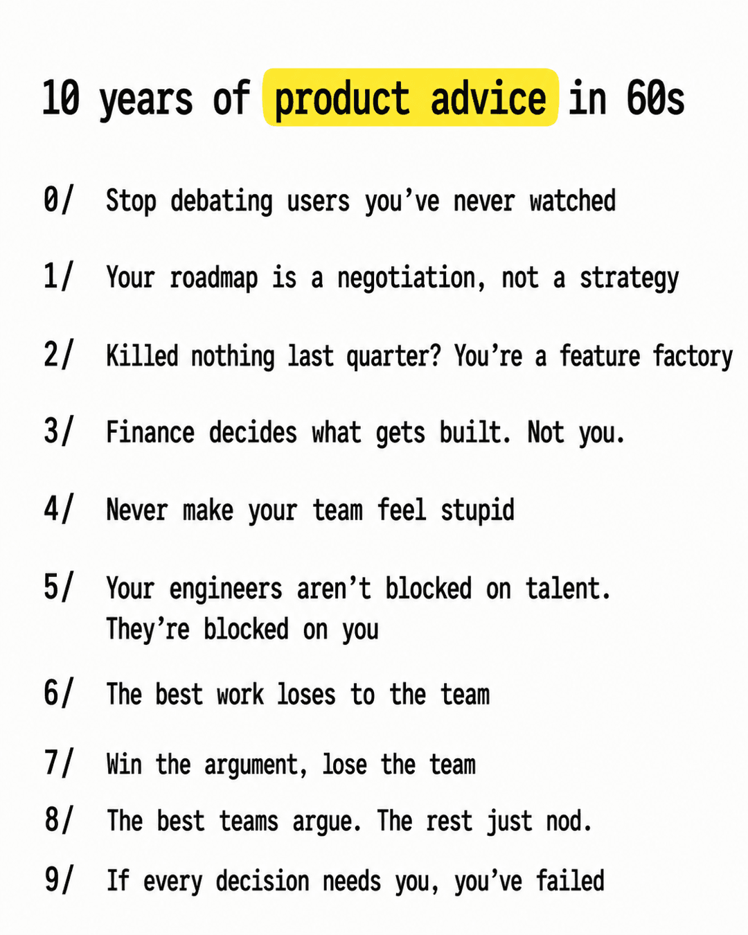 10 Years of Product Advice in 60 Seconds (Build Less, Decide Better), the infographic in this PDF