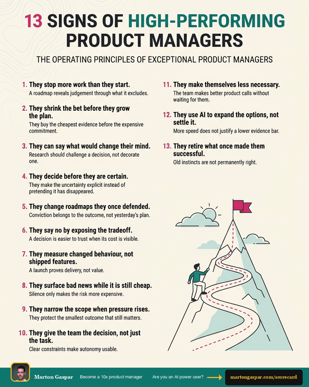 13 Signs of High-Performing Product Managers (A Self-Check), the infographic in this PDF