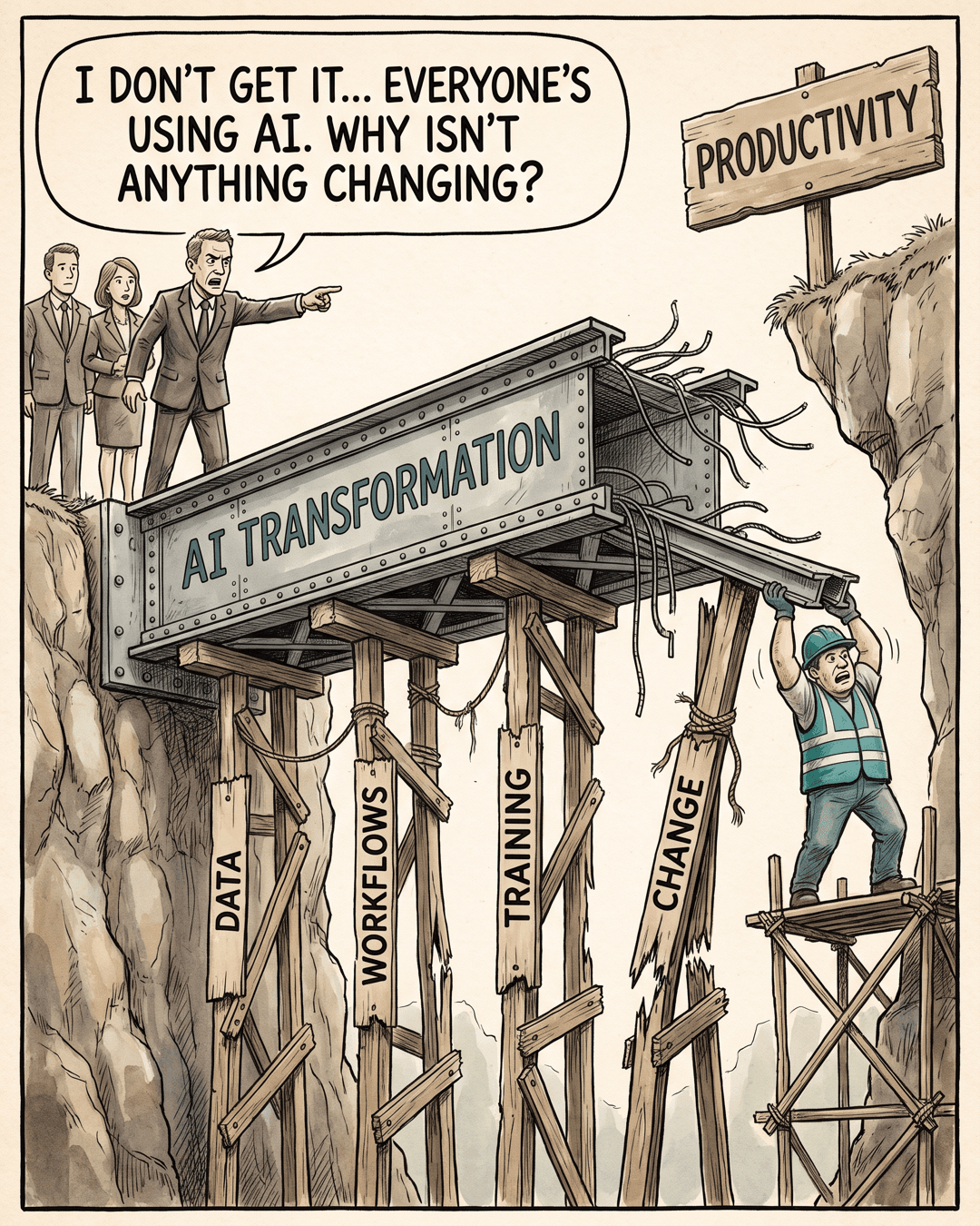AI Transformation That Nobody Feels: The Hidden Work Your Team Is Carrying, the infographic in this PDF