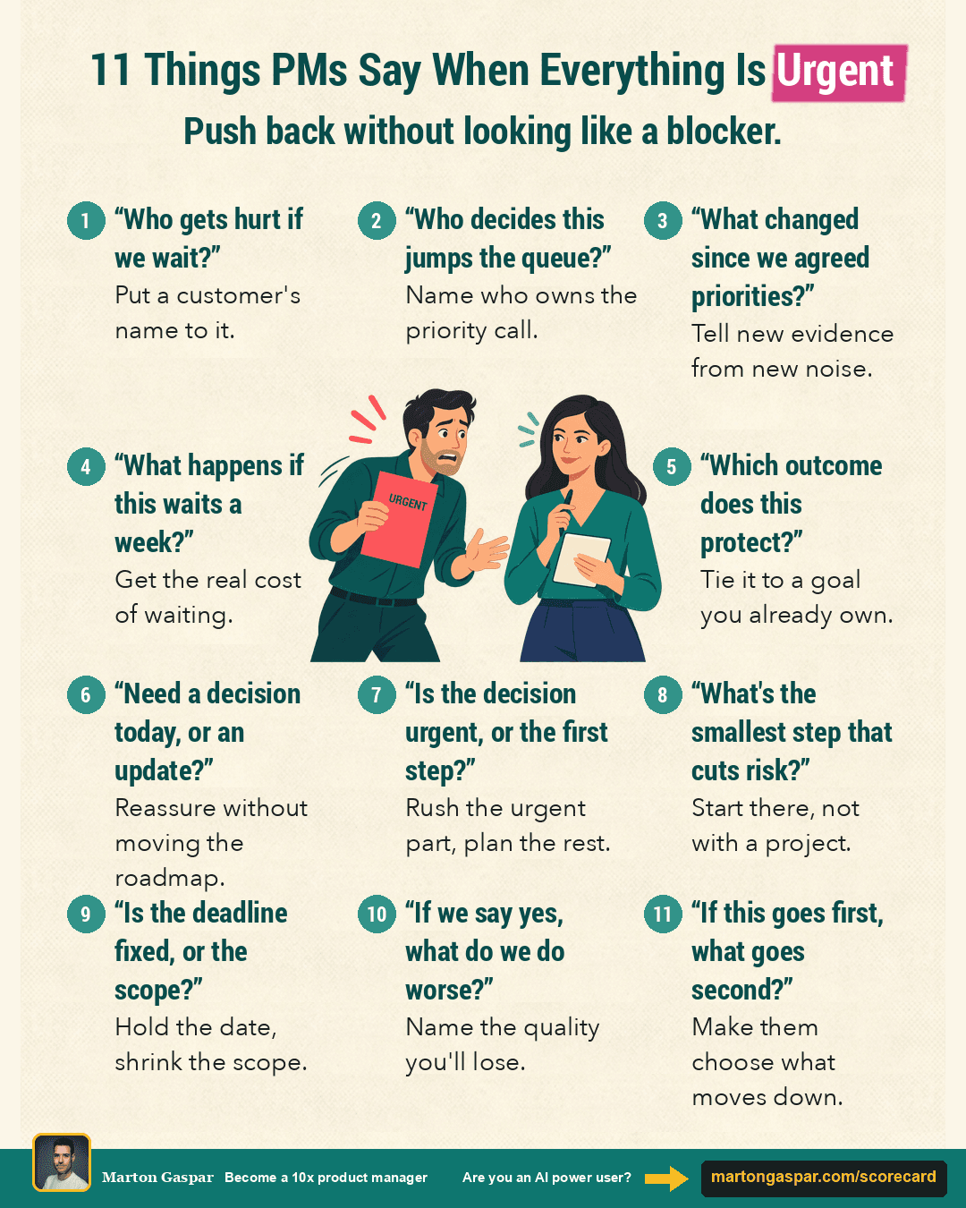 How to Push Back on Urgent Requests (11 Questions Product Managers Ask When Everything Is Urgent), the infographic in this PDF